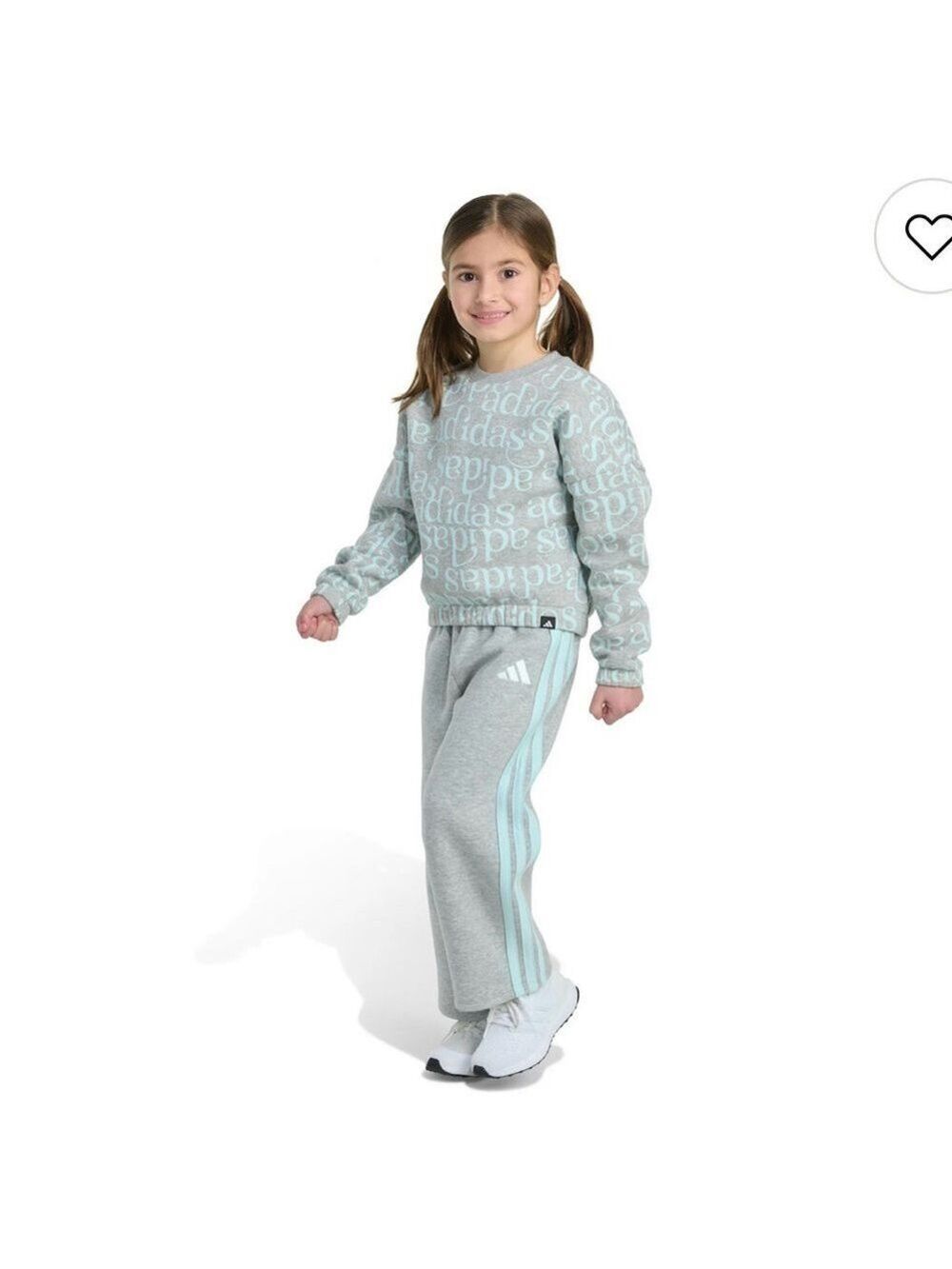 Adidas Kids Light Gray and Blue Jogger Set